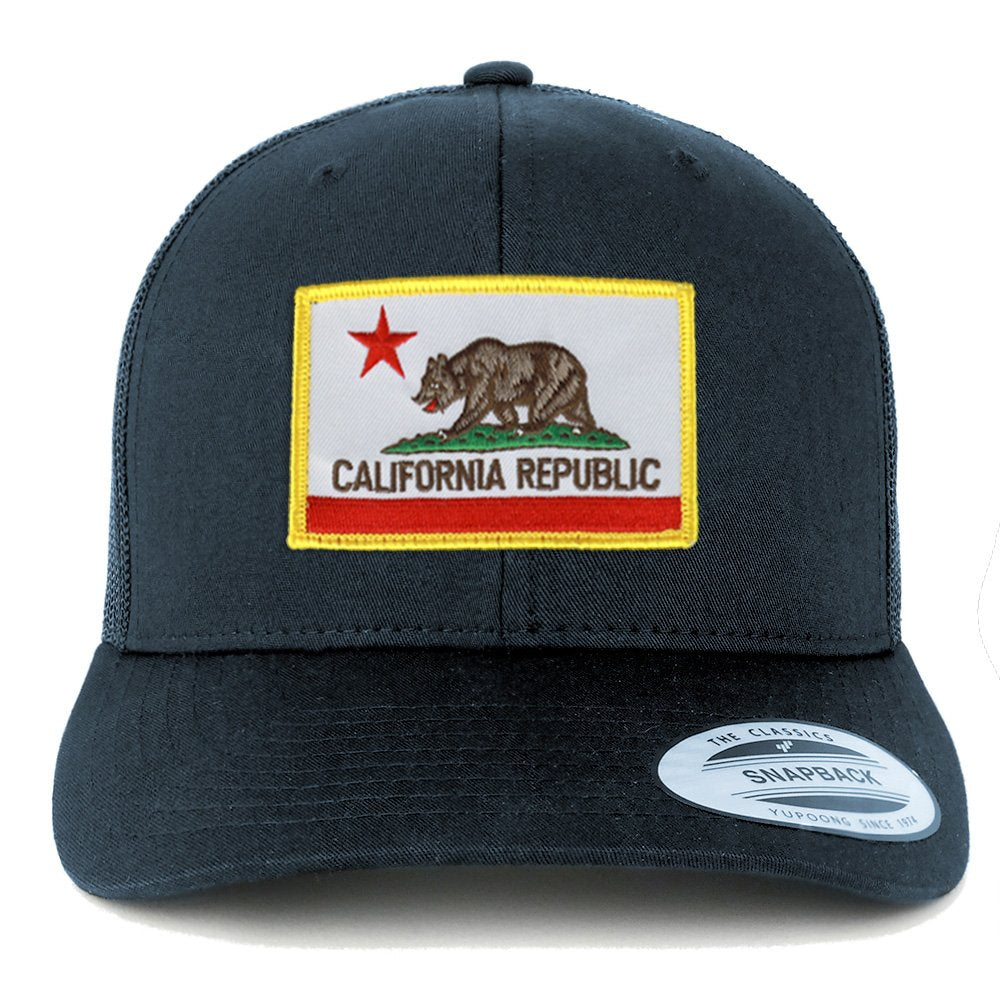 Armycrew Flexfit California Republic Embroidered Patch Snapback Mesh Trucker Cap