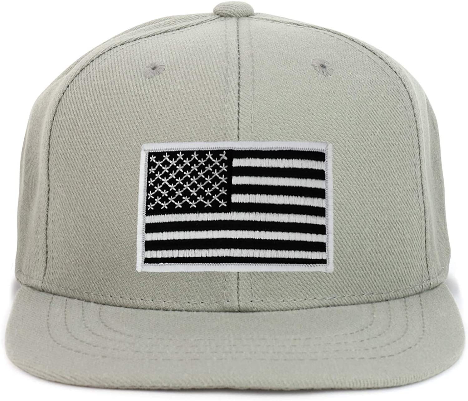 Armycrew Youth Kid Size Black White American Flag Patch Flat Bill Snapback Baseball Cap