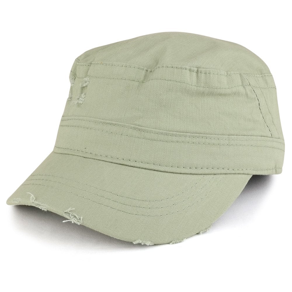 Frayed Herringbone Textured Elastic Band Army Style Cap