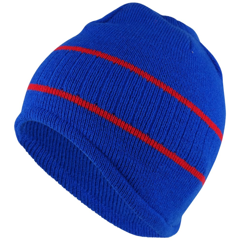 Armycrew Double Striped Acrylic Knit Warm Winter Beanie Cap - Royal RED