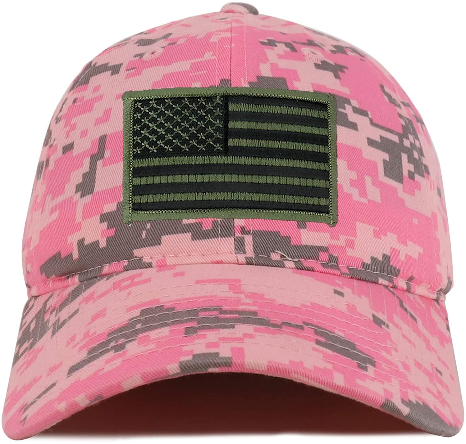 Armycrew Black Olive American Flag Embroidered Patch Camo Soft Crown Baseball Cap