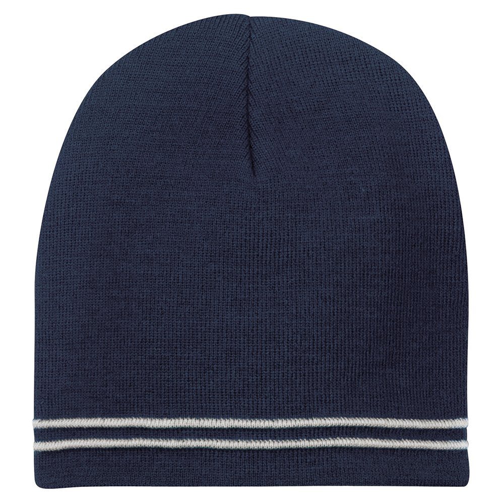 Two Tone Color Winter Short Stripe Beanie Hat