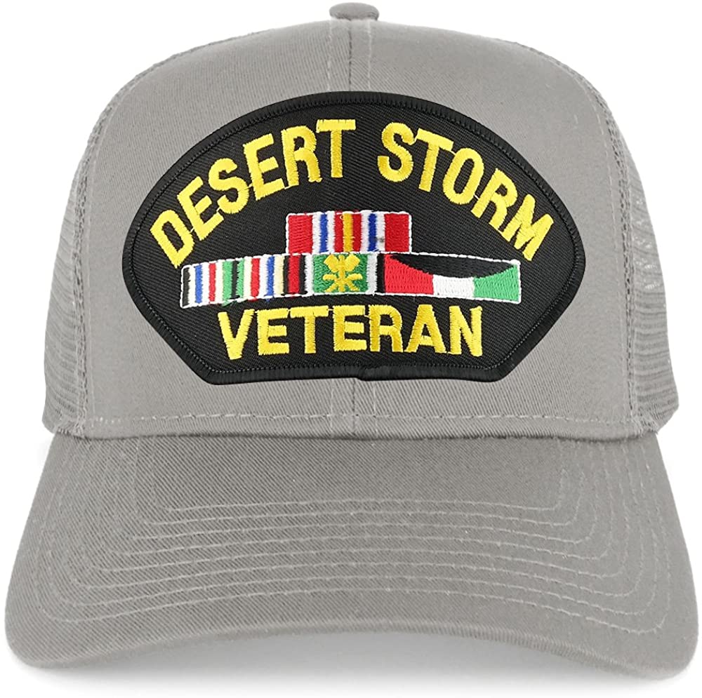 Armycrew Desert Storm Veteran Embroidered Patch Snapback Mesh Trucker Cap