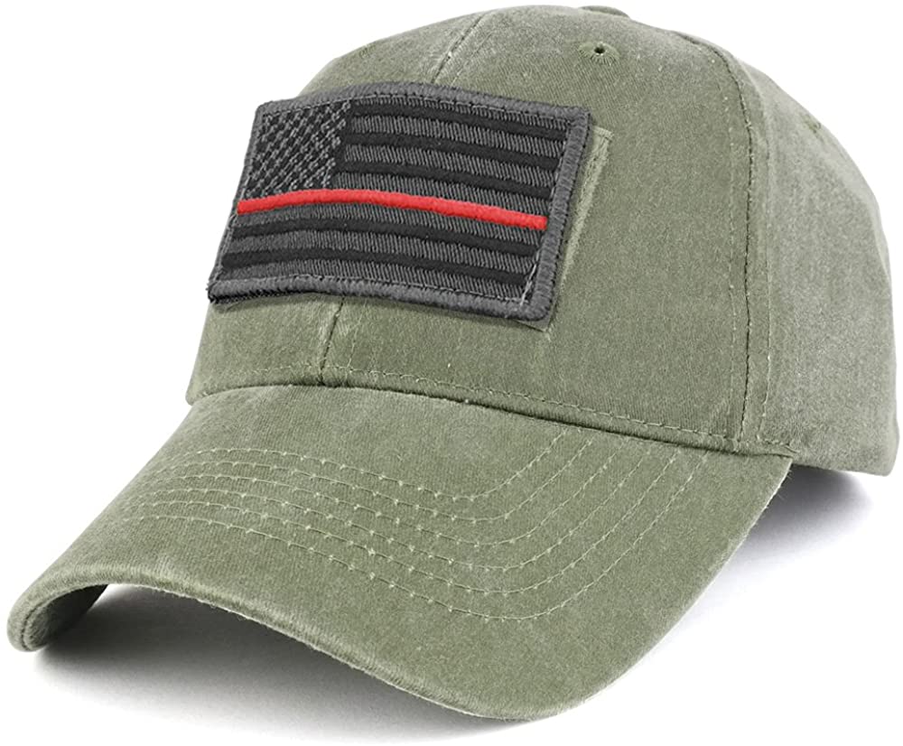 Armycrew USA Grey Thin Blue Flag Tactical Patch Cotton Adjustable Baseball Cap