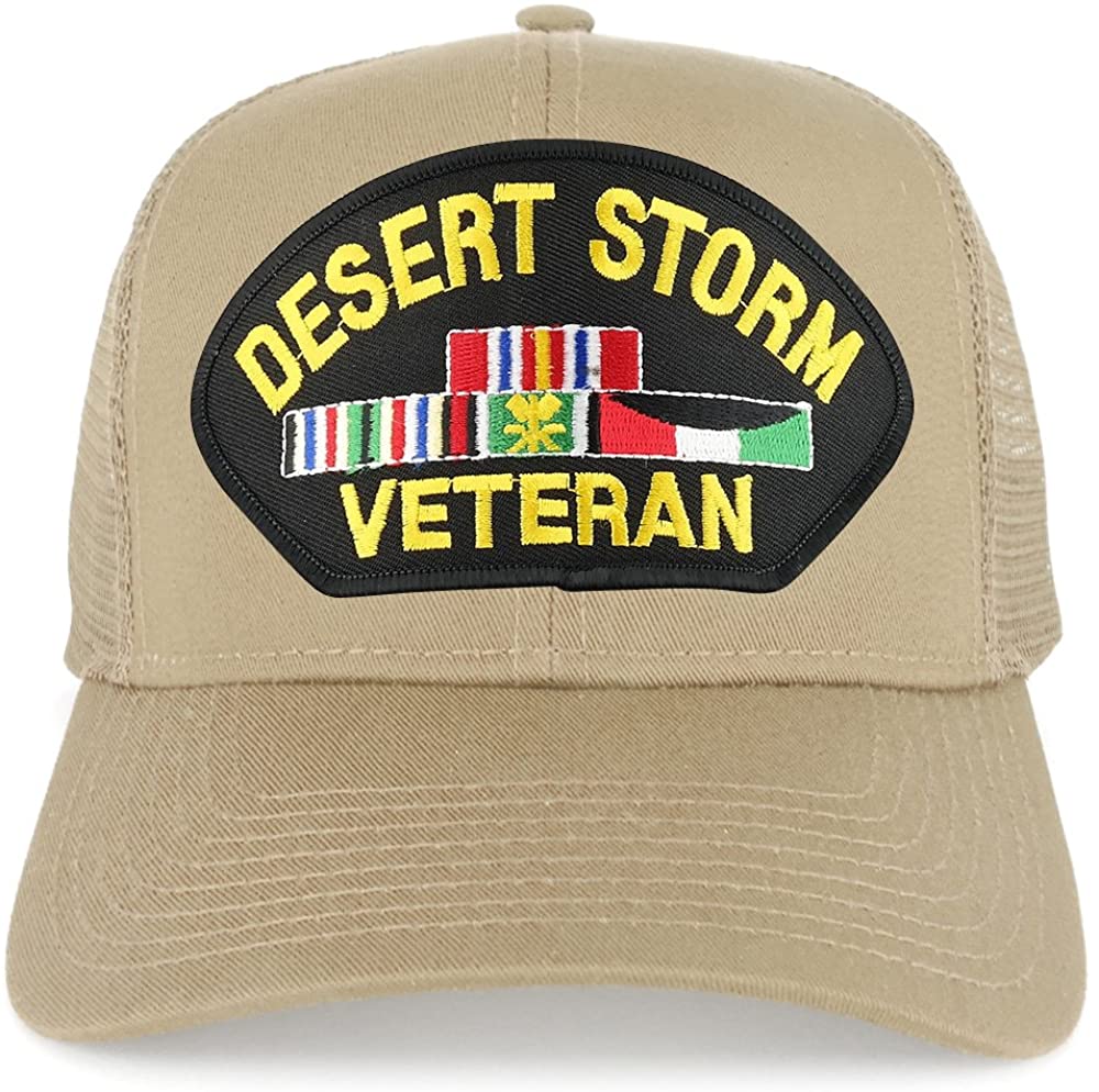 Armycrew Desert Storm Veteran Embroidered Patch Snapback Mesh Trucker Cap