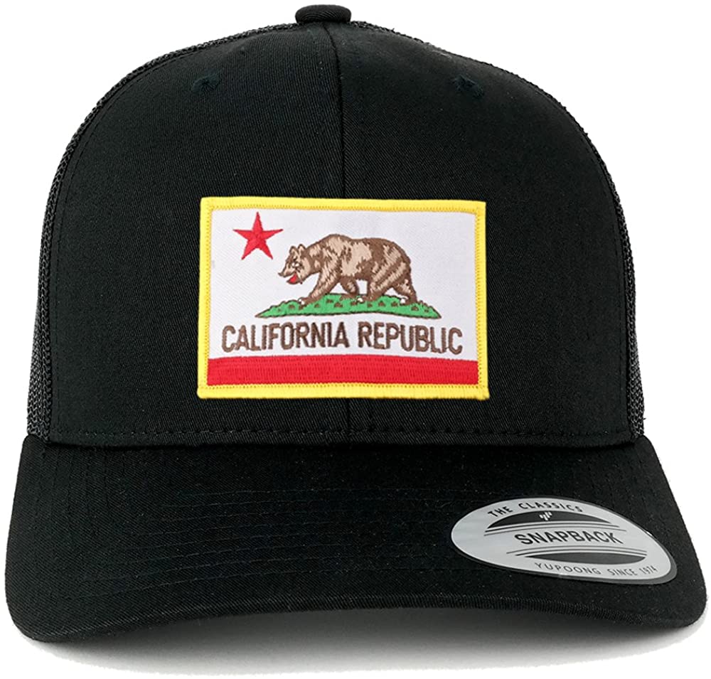 Armycrew Flexfit California Republic Embroidered Patch Snapback Mesh Trucker Cap