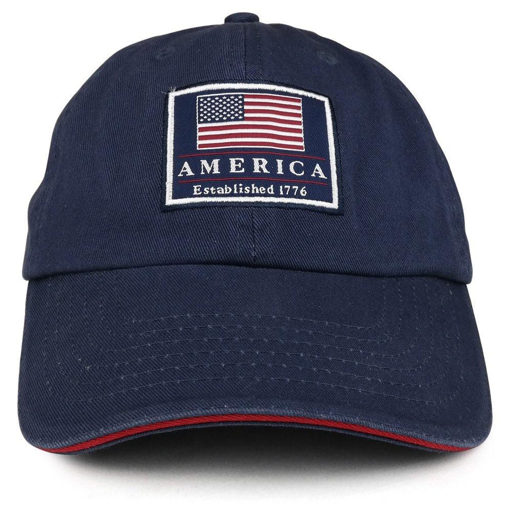 America Established 1776 Embroidered Cotton Washed Twill Baseball Cap