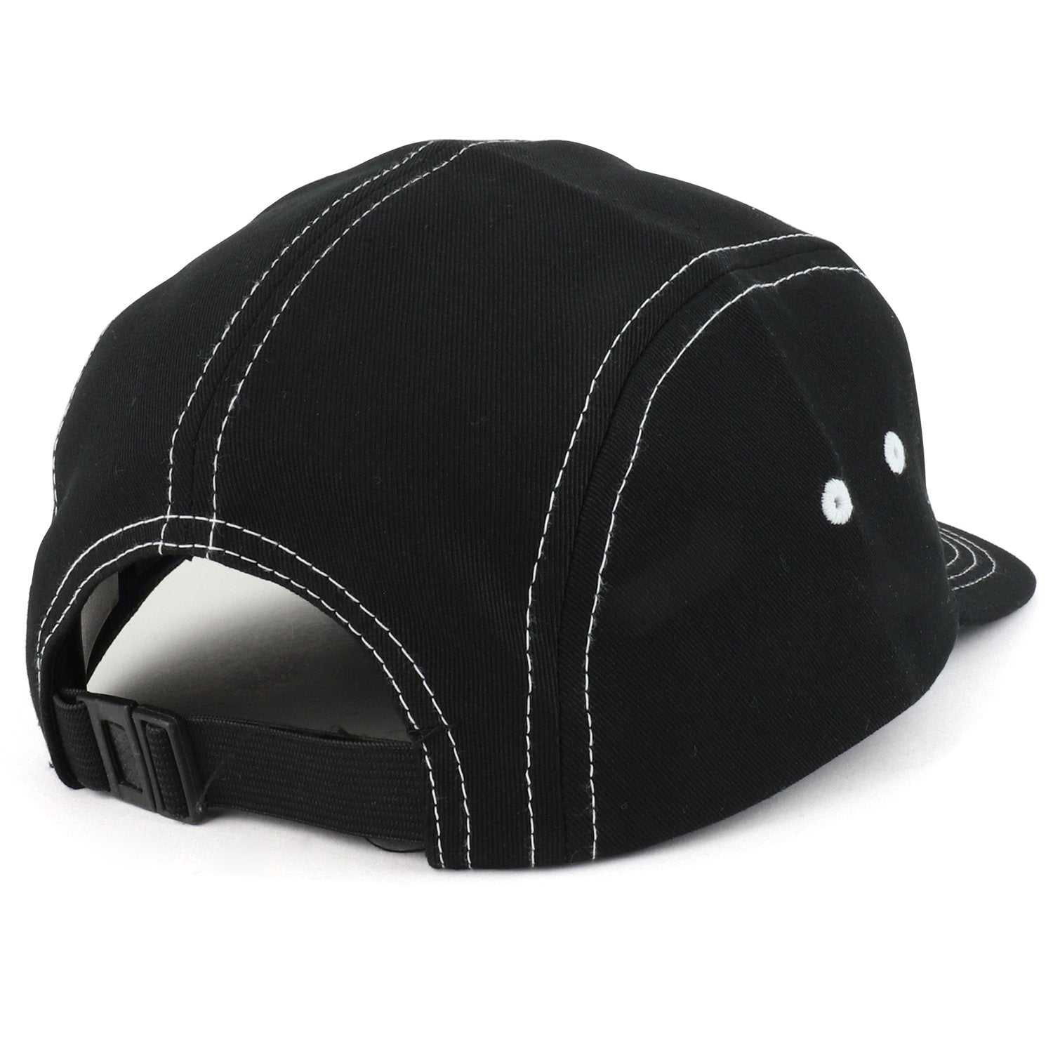 Armycrew Plain Contrast Stitching 5 Panel Flat Bill Cotton Racer Cap
