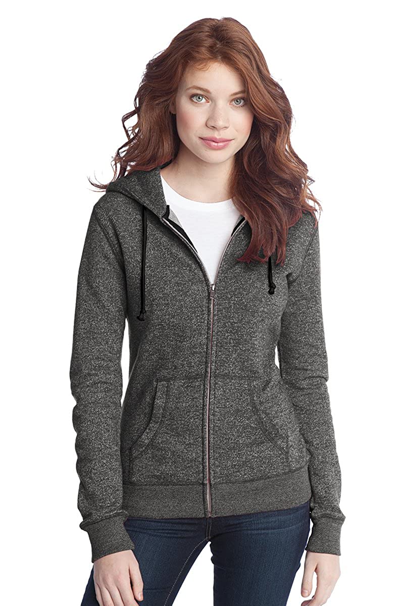 Armycrew Ladies Two-Toned Marled Fleece Zip Up Hoodie