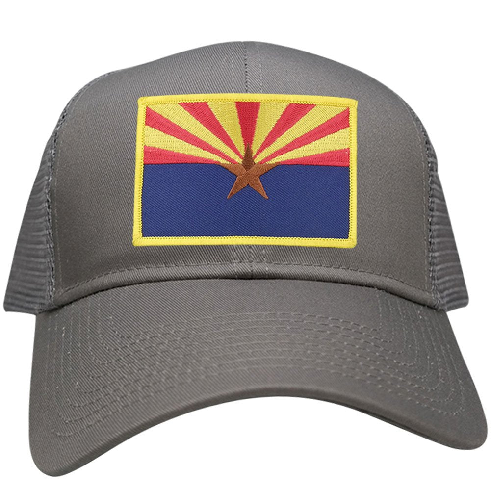 Arizona Home State Flag Embroidered Iron on Gold Border Patch Snapback Mesh Trucker Cap