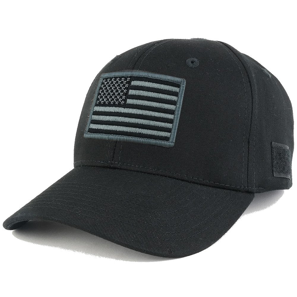 Armycrew American Flag Black 2 Tactical Embroidered Patch Adjustable Structured Operator Cap