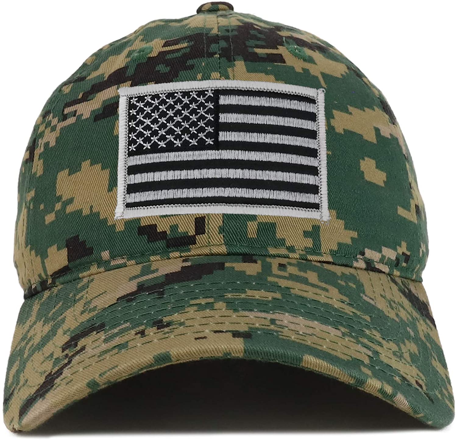 Armycrew Black Grey American Flag Embroidered Patch Camo Soft Crown Baseball Cap