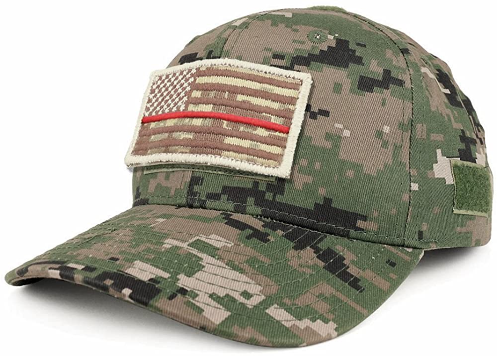 Armycrew USA Desert Digital Thin Red Tactical Patch Structured Baseball Cap