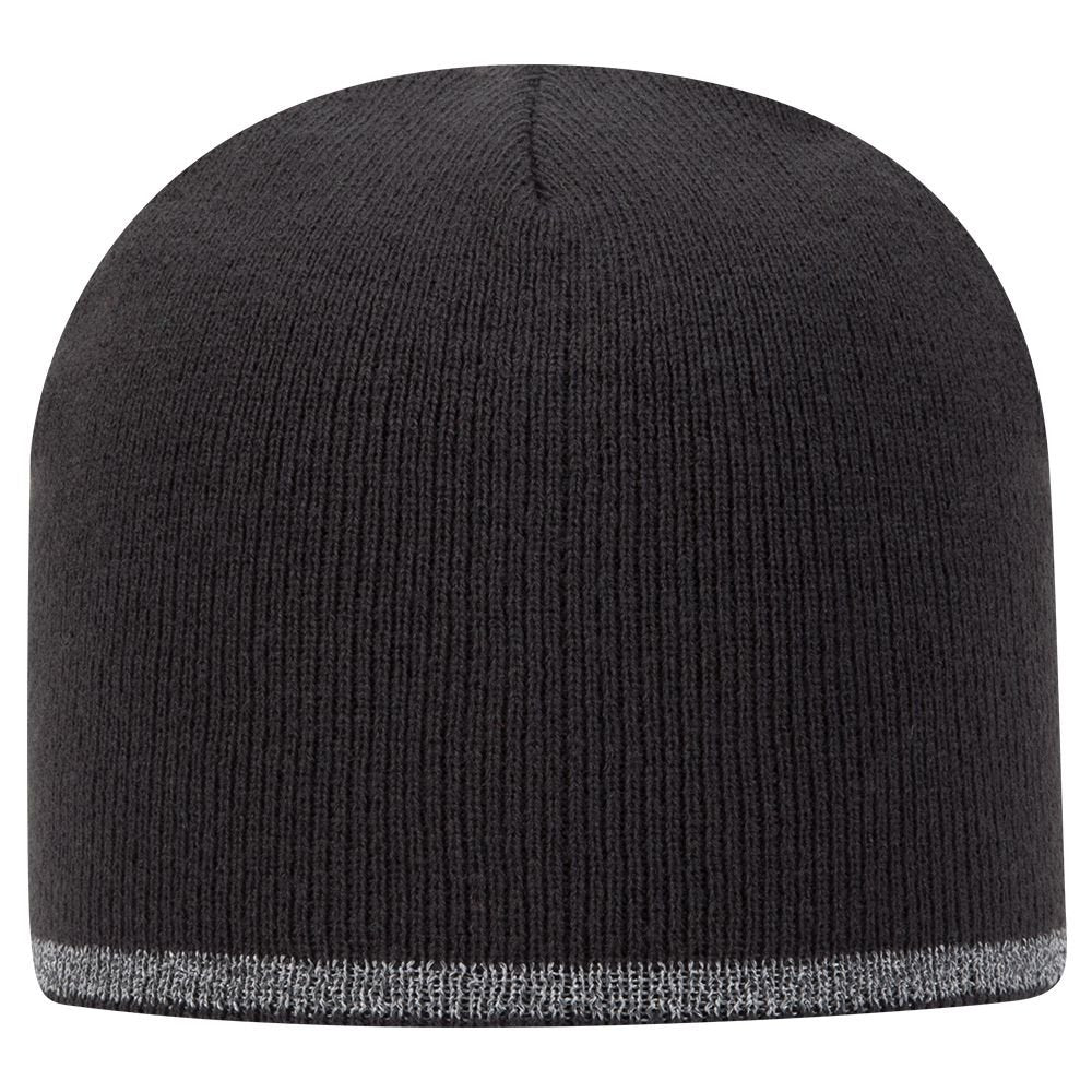 Armycrew 8 Inches Reflective Knit Short Beanie - Black