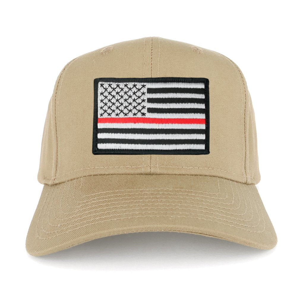 Armycrew XXL Oversize Thin Red Line 2 USA American Flag Patch Solid Baseball Cap