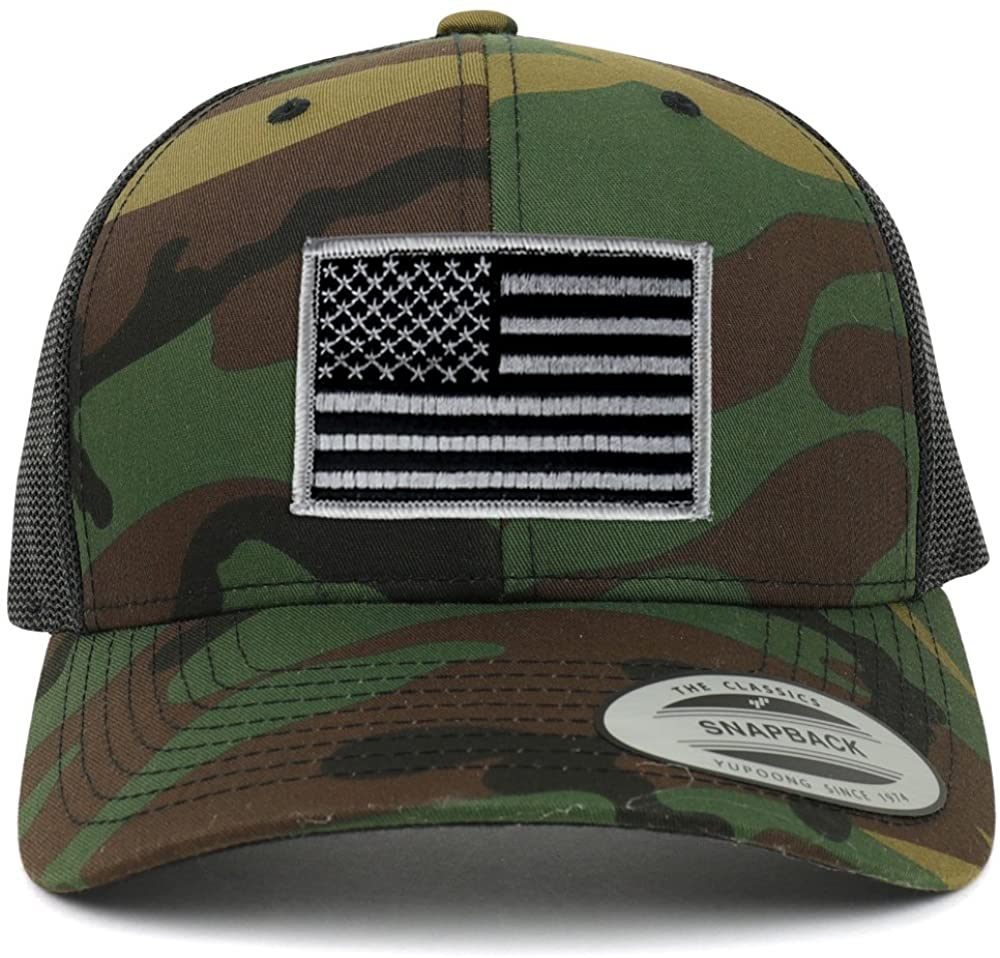 Armycrew American Flag Patch Snapback Trucker Mesh Cap - Camo