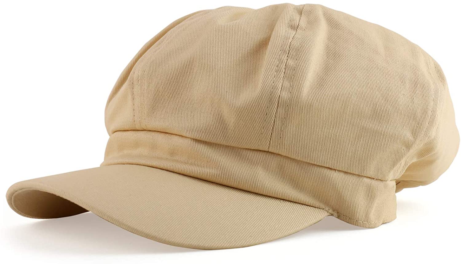 Women's Lightweight 100% Cotton Soft Fit Newsboy Cap with Elastic Back - Black