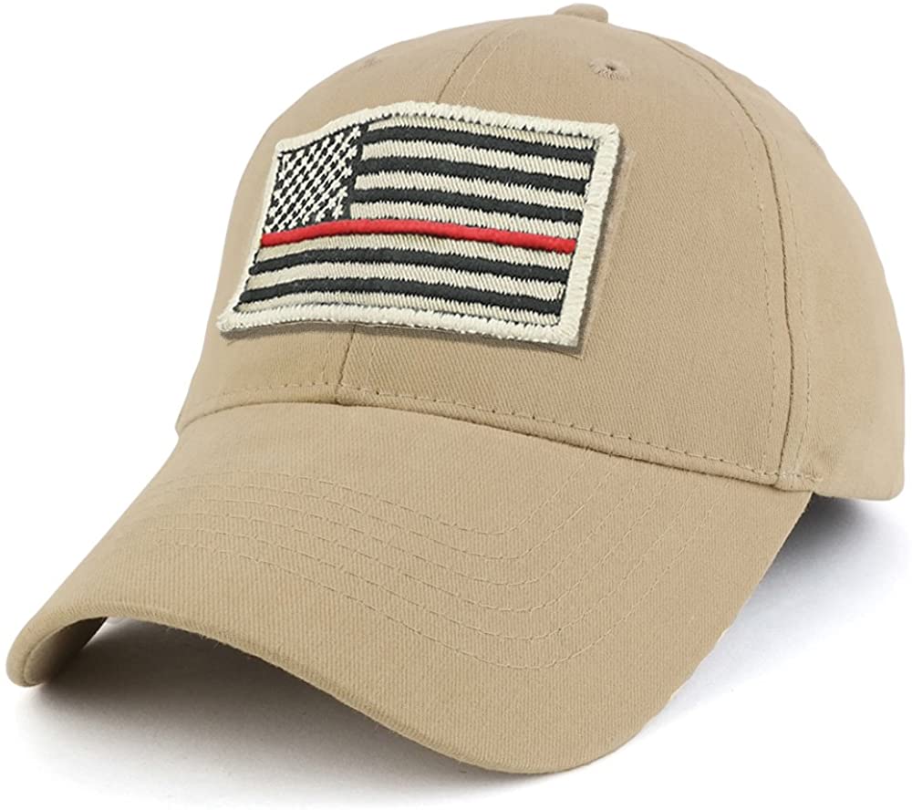 Armycrew USA Stone Thin Red Flag Tactical Patch Cotton Adjustable Baseball Cap