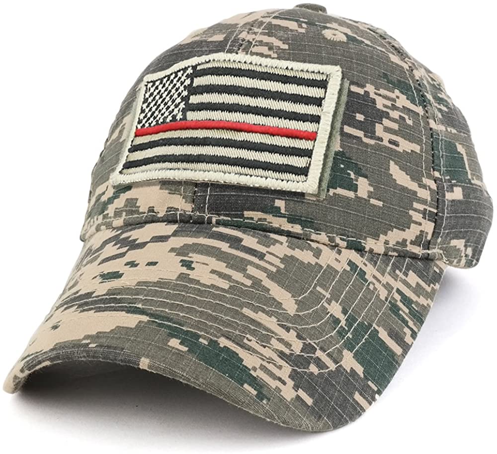 Armycrew USA Stone Thin Red Flag Tactical Patch Cotton Adjustable Baseball Cap