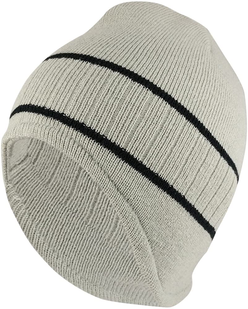 Armycrew Double Striped Acrylic Knit Warm Winter Beanie Cap - Royal RED