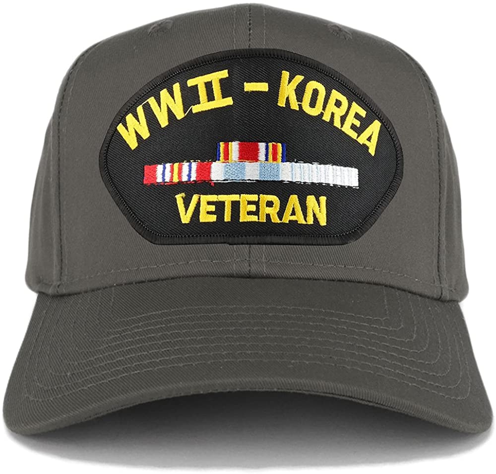 Armycrew WW2 to Korea Veteran Embroidered Patch Snapback Baseball Cap