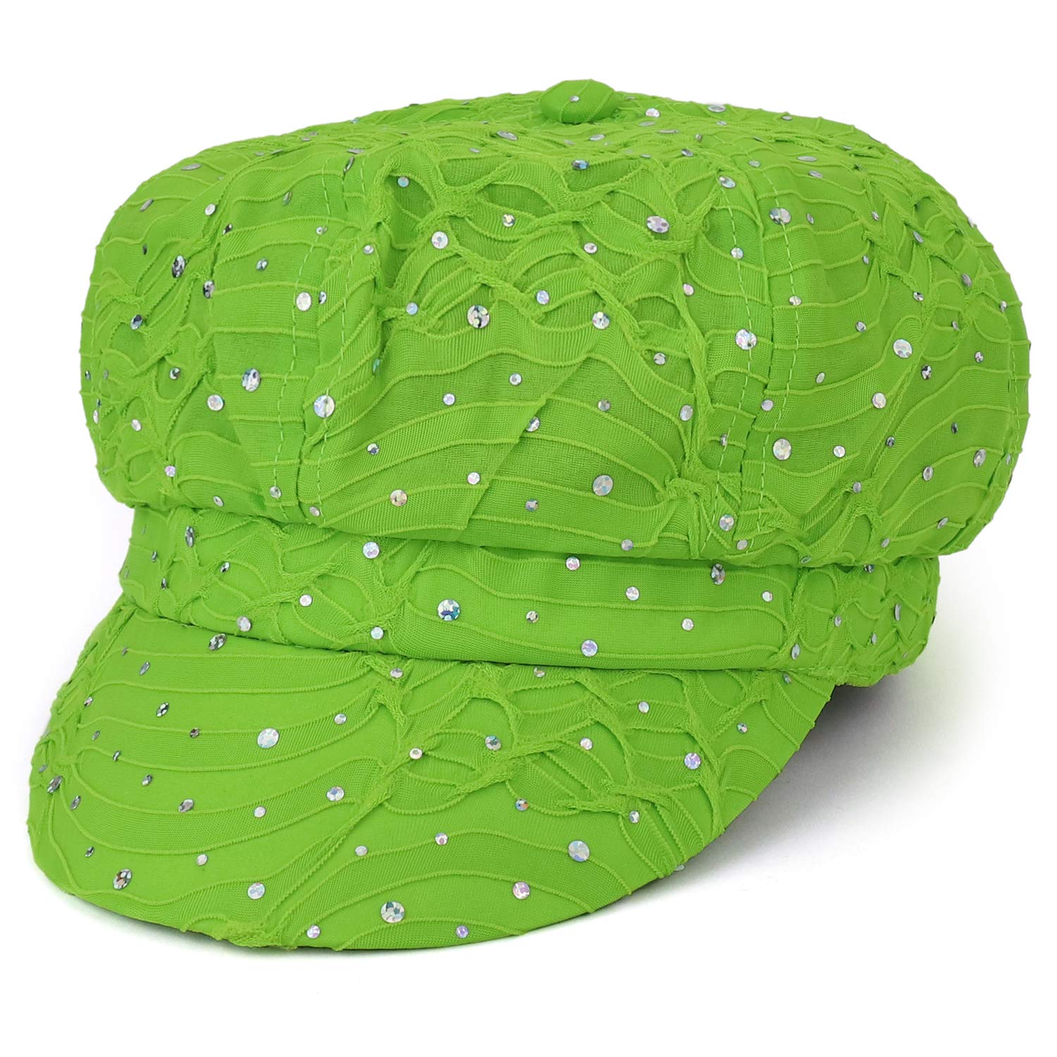 Armycrew Elastic Band Sparkle Sequin Glitter Newsboy Cap