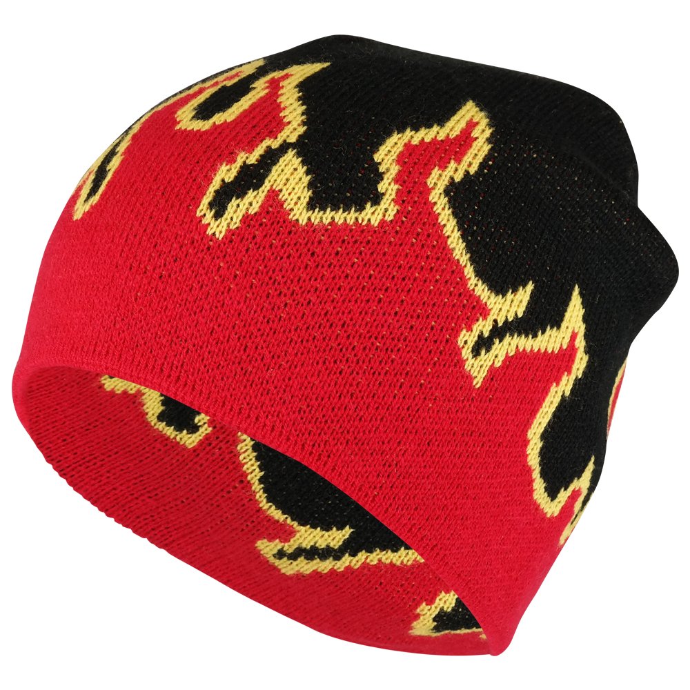 Armycrew Kids Fire Flame Pattern Knitted Short Beanie Cap