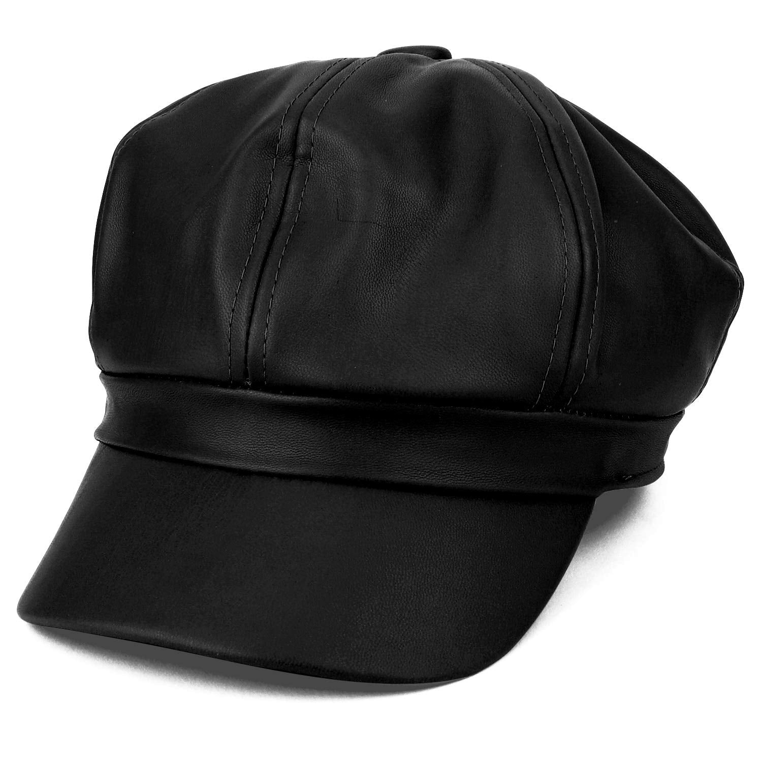 Armycrew Plain PU Vegan Leather Newsboy Cap