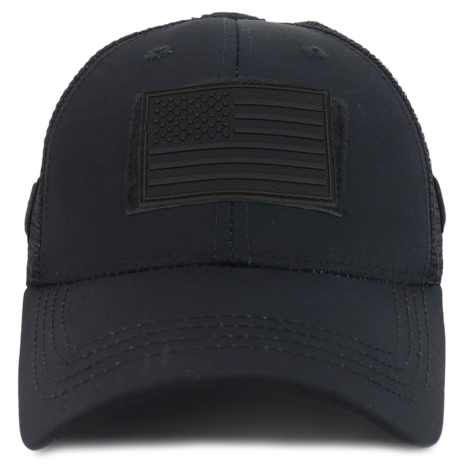 Armycrew US American Flag Black 3D Rubber Tactical Patch Trucker Mesh