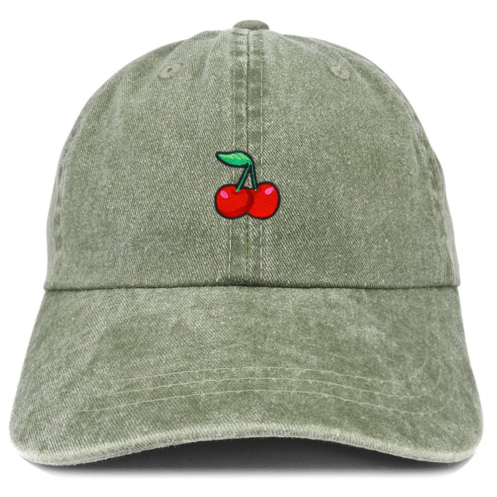 Armycrew Cherry Embroidered Patch Unstructured Cotton Washed Baseball Cap
