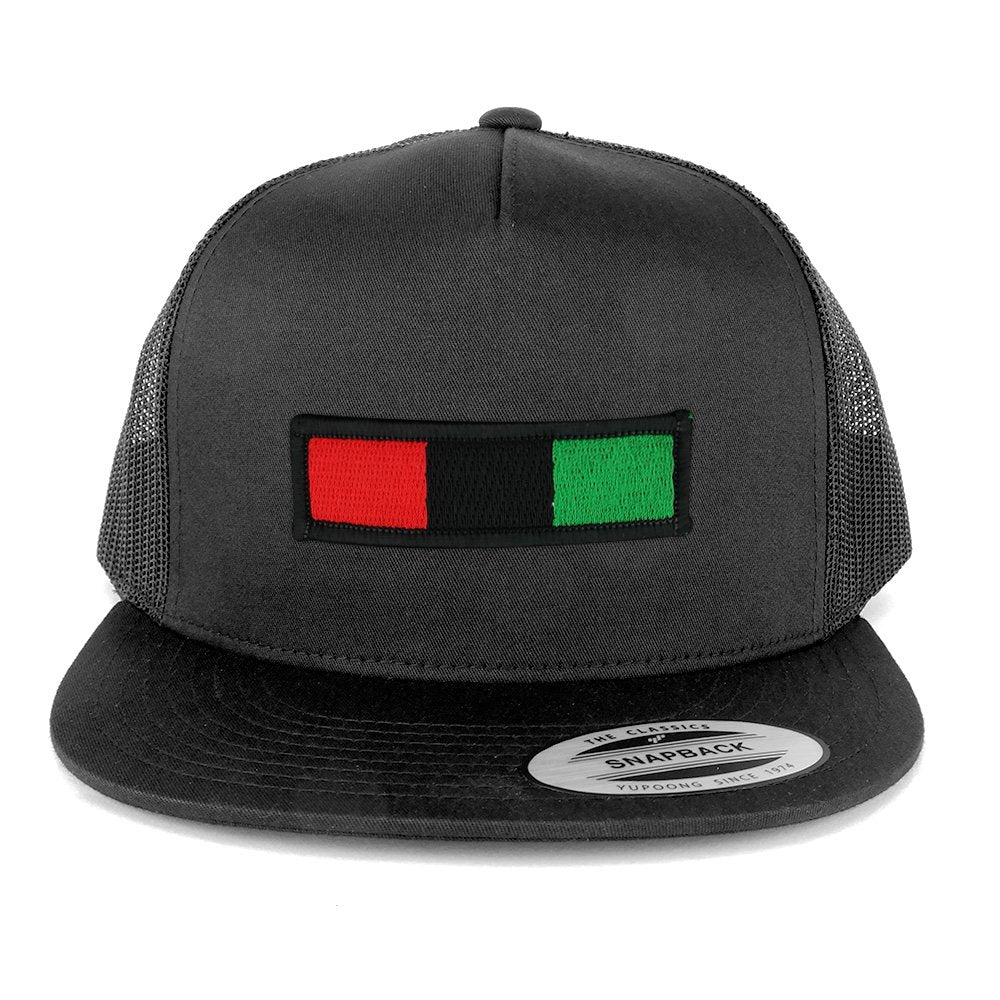 5 Panel Africa Red Black Green Embroidered Iron on Patch Flat Bill Mesh Snapback