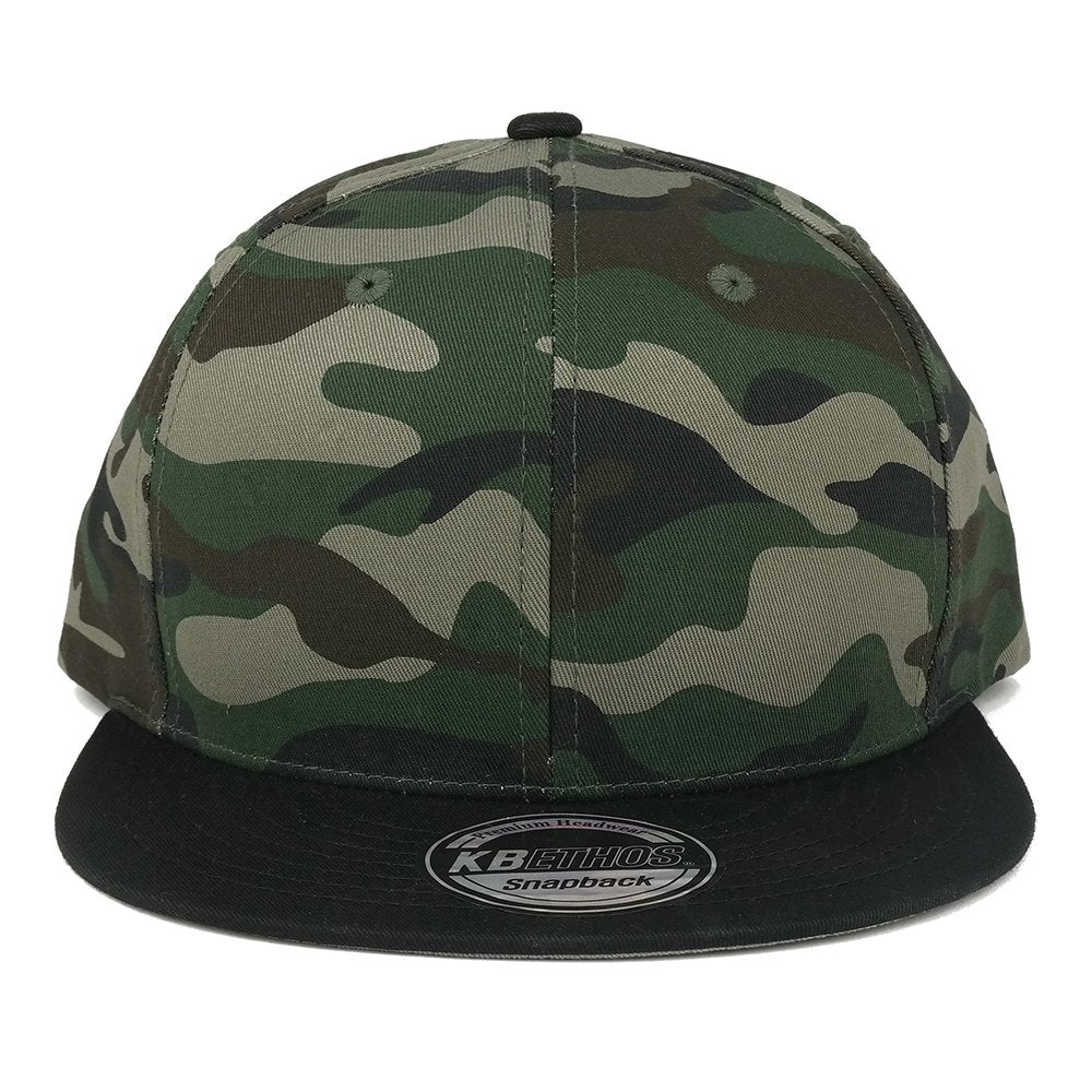 Kbethos Camo Pattern Flat Bill Snapback Cap