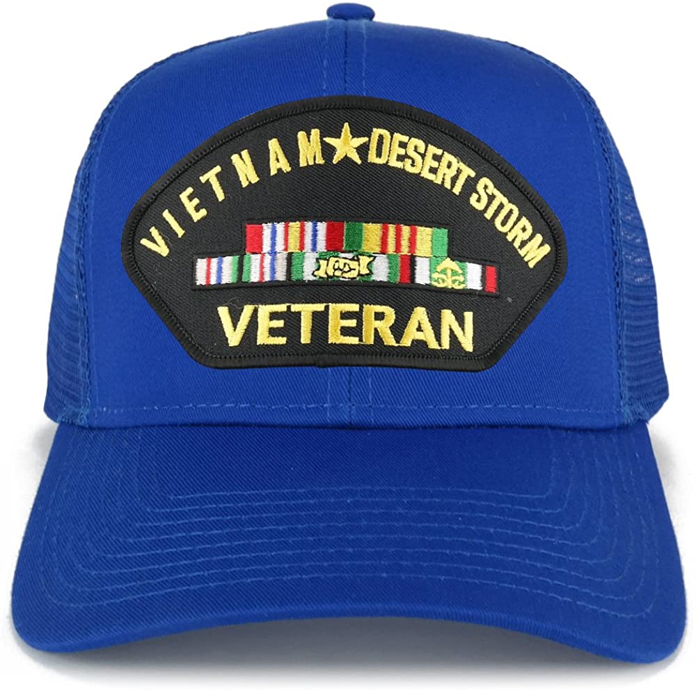 Armycrew XXL Oversize Vietnam Desert Storm Veteran Patch Mesh Back Trucker Cap