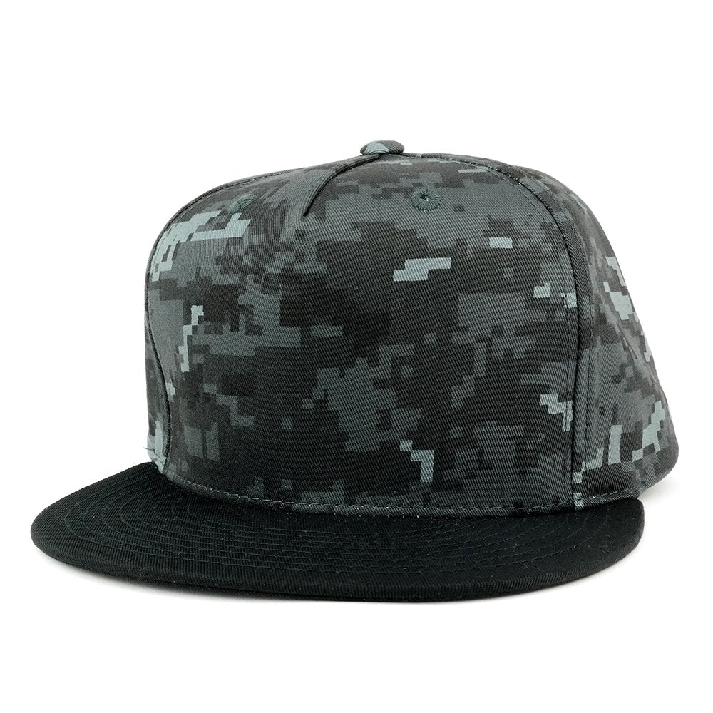 DECKY Blank 5 Panel Cotton Constructed Flat Bill Adjustable Snapback Cap - Black