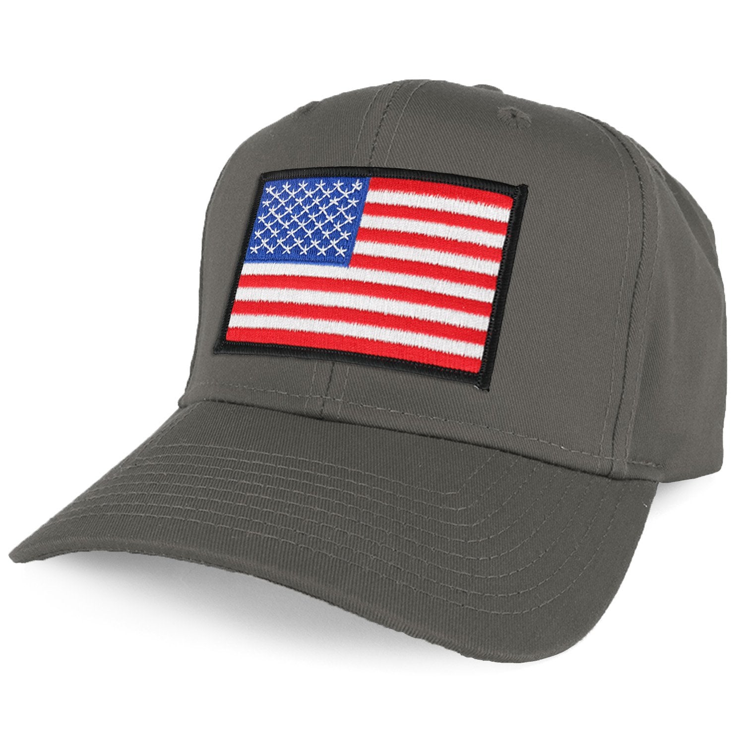 Armycrew XXL Oversize White Black Border USA Flag Patch Solid Baseball Cap