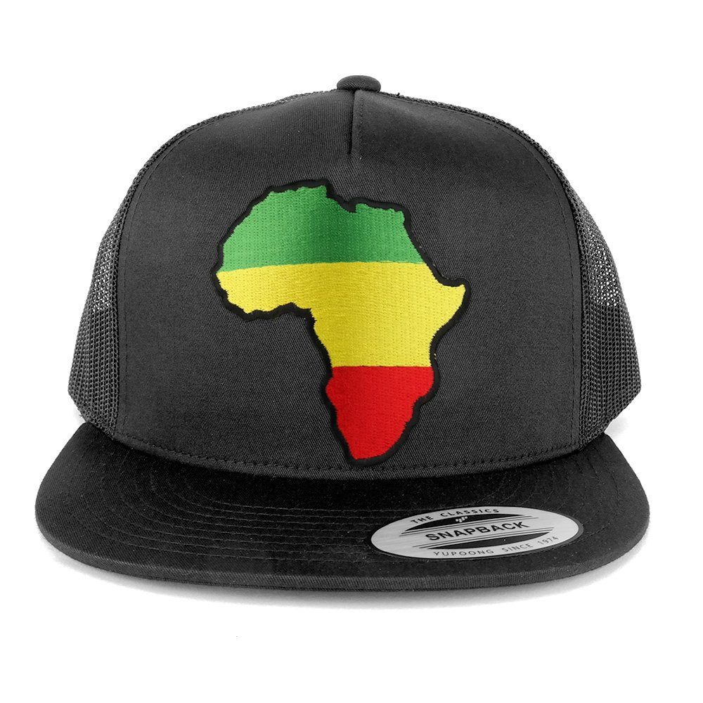 Armycrew Flexfit Oversize XXL Solid Green Yellow Red Africa Map Patch 5 Panel Flatbill Snapback Mesh Cap
