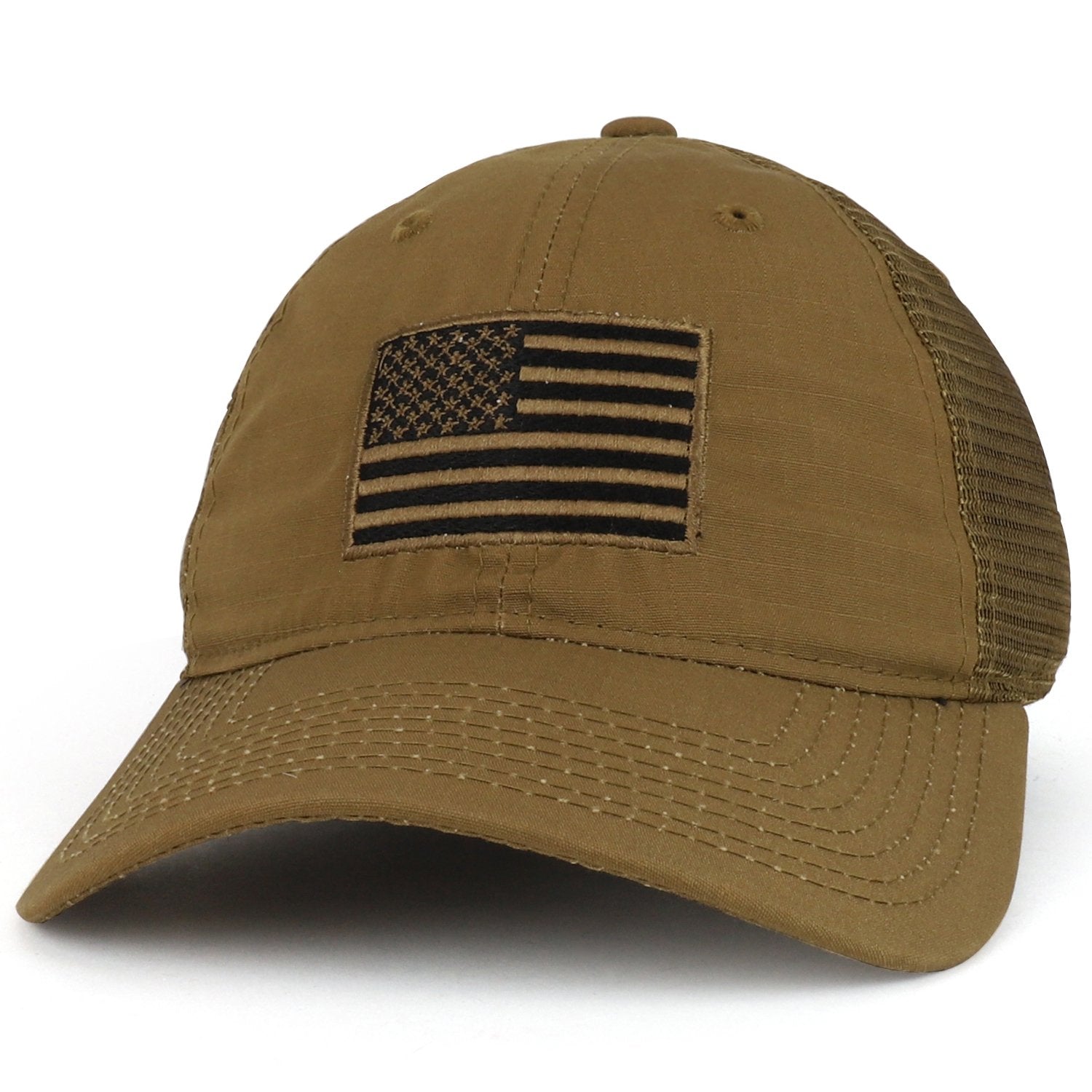 Armycrew USA Flag Patch Embroidered Ripstop Trucker Mesh Back Cap