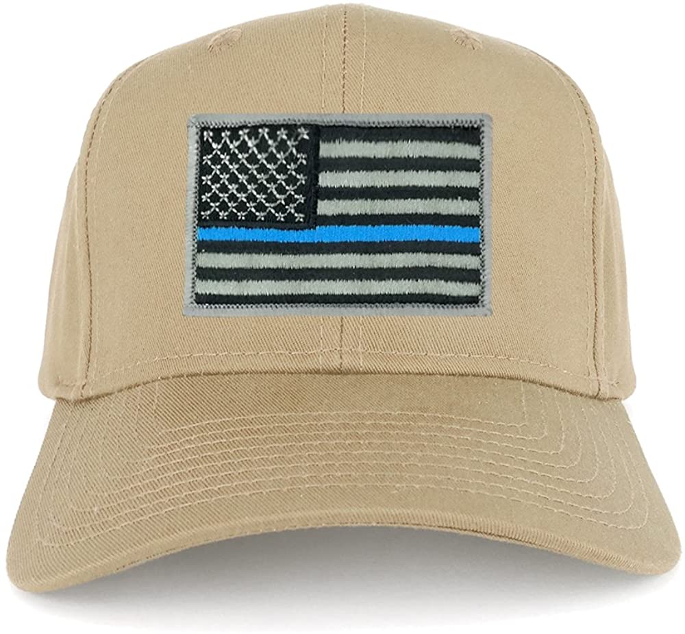 Armycrew XXL Oversize Thin Blue Line USA American Flag Patch Solid Baseball Cap