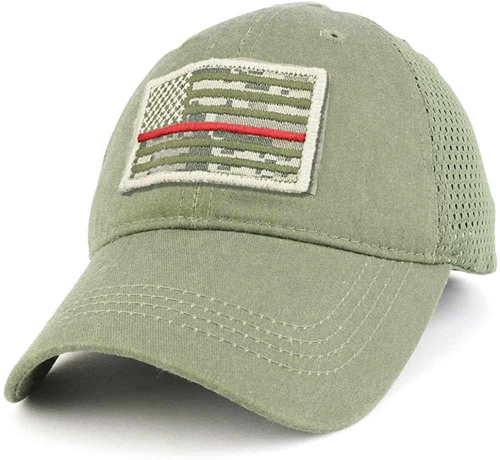 Armycrew USA ACU Thin Red Flag Tactical Patch Cotton Adjustable Trucker Cap