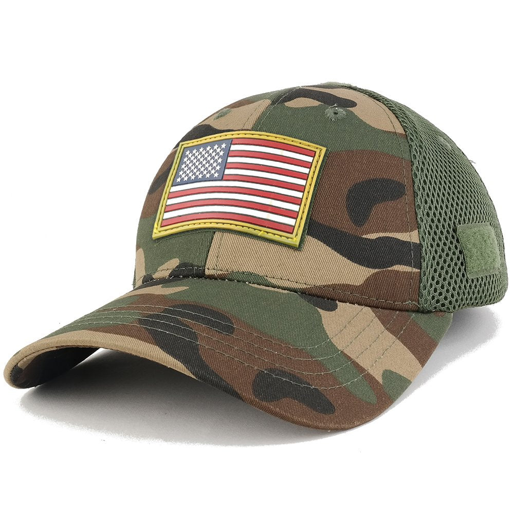 Armycrew USA Gold American 3D Flag Rubber Tactical Patch Low Crown Adjustable Mesh Cap