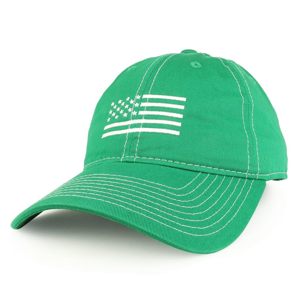 Armycrew American Flag Embroidered Contrast Stitch Soft Crown Dad Hat