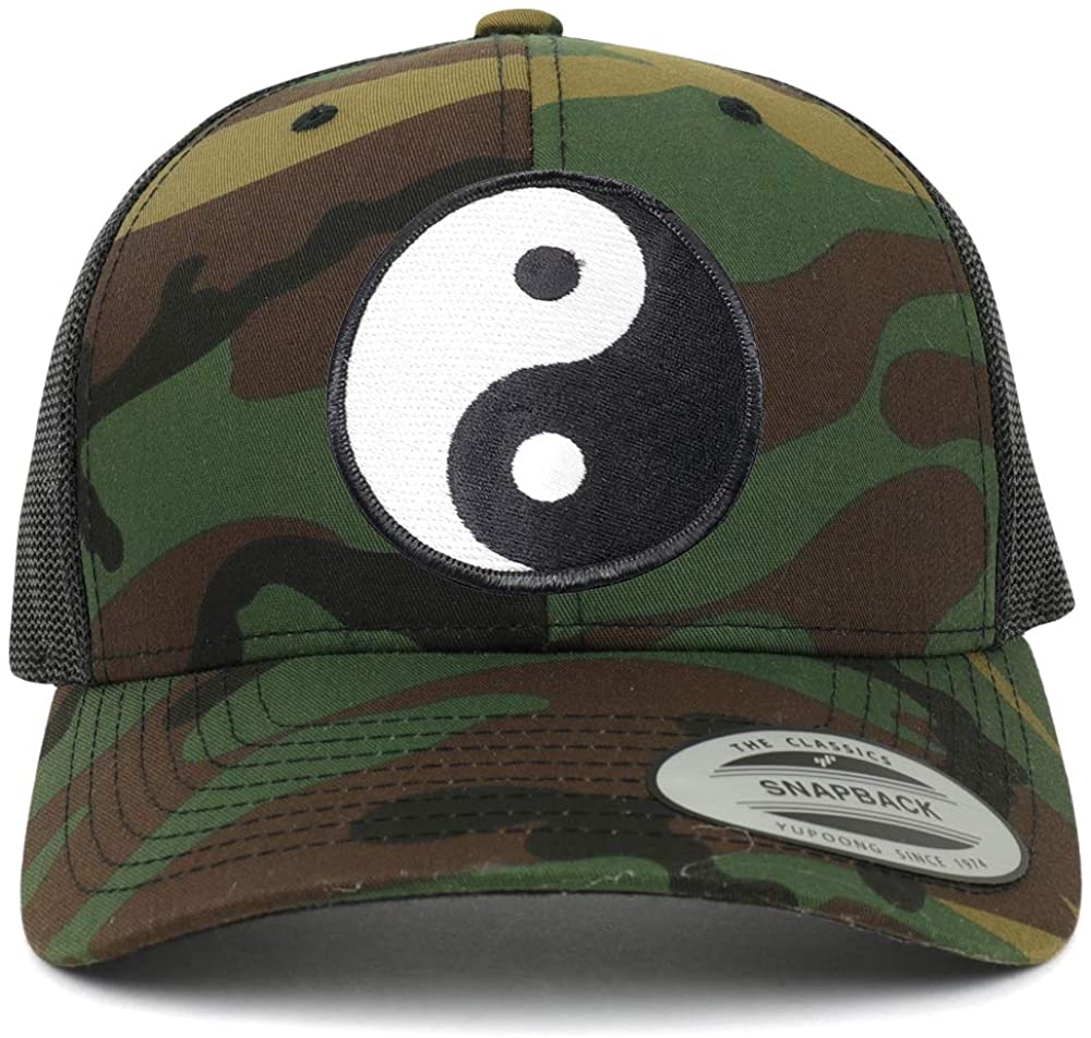 Armycrew White Yin Yang Patch Mesh Trucker Cap