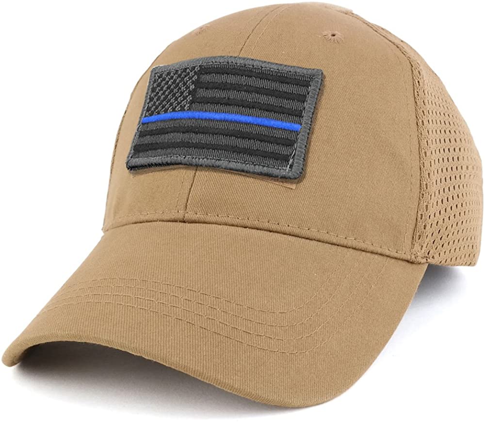 Armycrew USA Grey Thin Blue Flag Tactical Patch Cotton Adjustable Trucker Cap