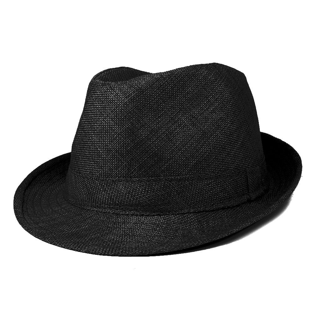 Mens Stylish Lightweight Linen Solid Color Fedora Hat