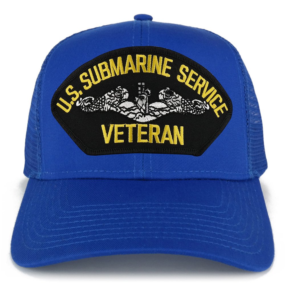 Armycrew US Submarine Service Veteran Embroidered Patch Snapback Mesh Trucker Cap - Black