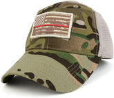Armycrew USA Desert Digital Thin Red Flag Tactical Patch Cotton Adjustable Trucker Cap