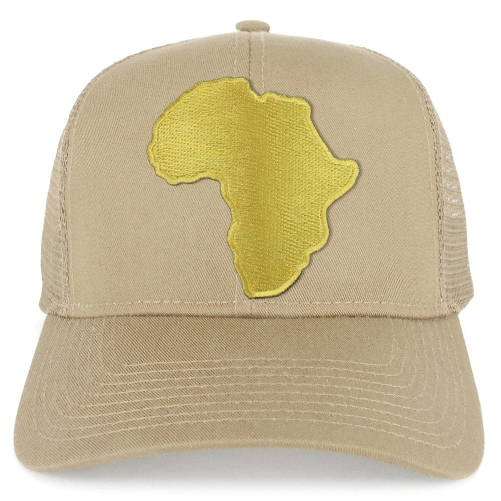 Armycrew Golden Africa Continent Map Patch Snapback Mesh Trucker Cap