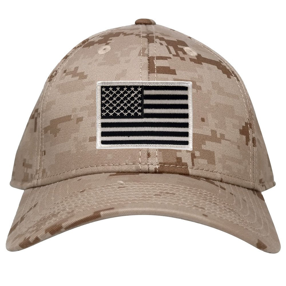 Low Profile US American Flag Patch Camo Cap - DES
