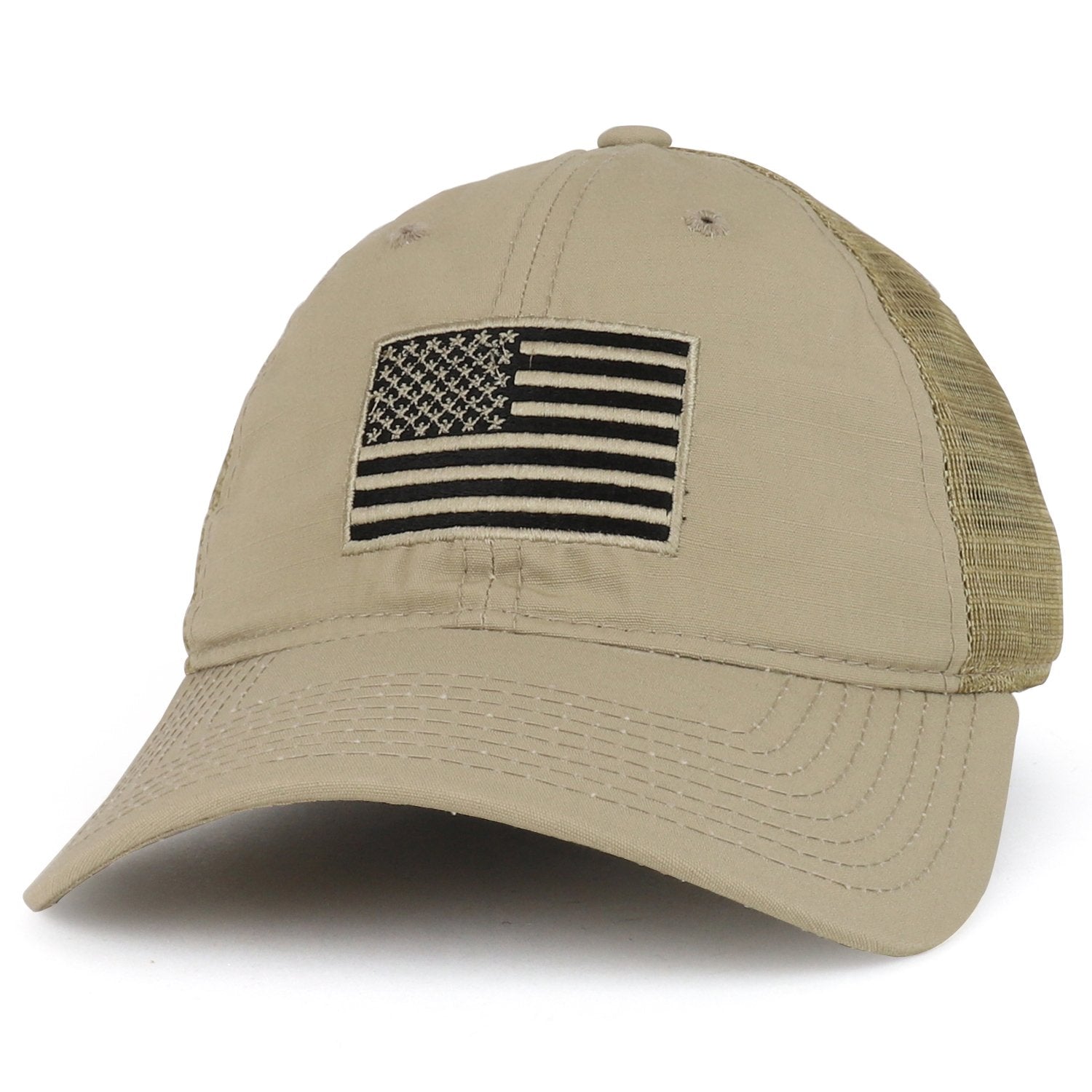 Armycrew USA Flag Patch Embroidered Ripstop Trucker Mesh Back Cap
