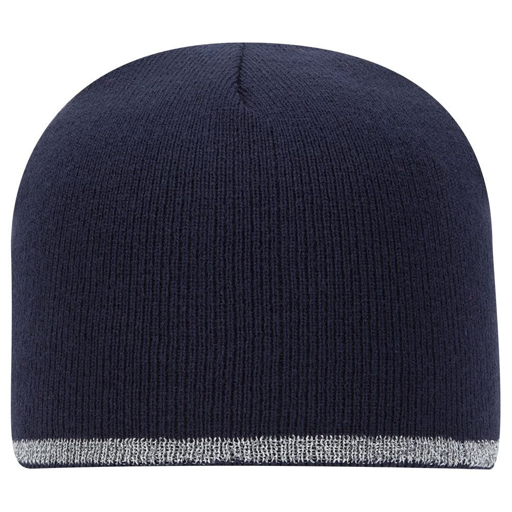 Armycrew 8 Inches Reflective Knit Short Beanie - Black